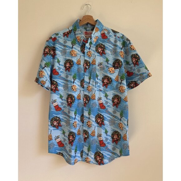 RSVLTS X Bob Ross Christmas Holiday Button Up Top Artsy Funky Men’s M - Picture 1 of 9